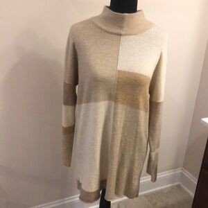 Soft Surroundings color block turtleneck long sweater